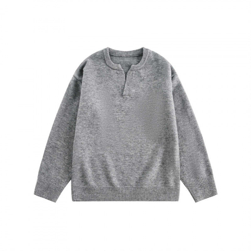 Unisex Boxy-Feinstrickpullover mit halber Henley‑Öffnung, Rundhals und gerippten Abschlüssen Echo Archiv