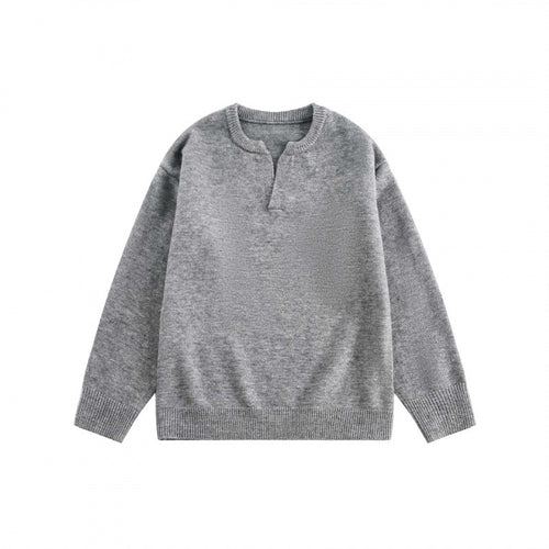 Unisex Boxy-Feinstrickpullover mit halber Henley‑Öffnung, Rundhals und gerippten Abschlüssen Echo Archiv