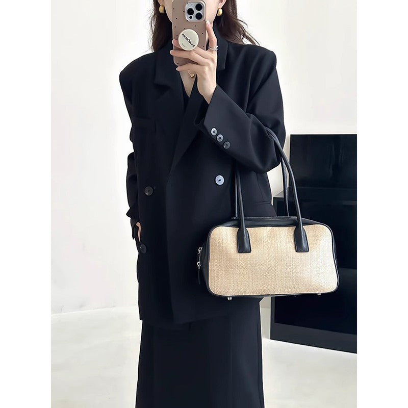 Damen Oversize-Sakko mit kastiger Weste und knöchellangem Midirock Echoarchiv
