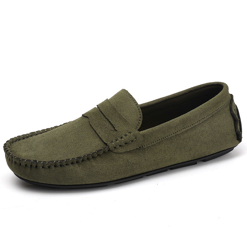 Herren elegante Veloursleder-Mokassin Fahrerhalbschuhe mit handgenähter Vordernaht und flexibler Gummiprofilsohle Echo Archiv