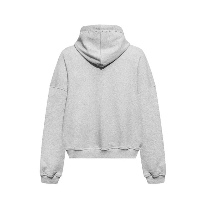 Damen Kapuzen-Zipjacke mit Nietenbesatz und Oversize-Schnitt Echoarchiv