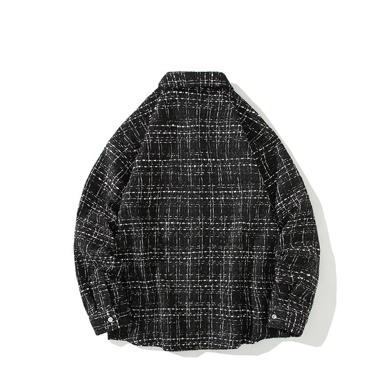 Herren Strukturierte Bouclé-Hemdjacke mit Karo-Jacquard und legerer Passform Echo Archiv