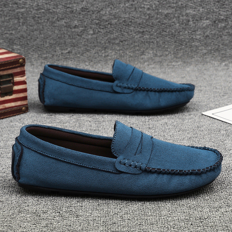 Herren elegante Veloursleder-Mokassin Fahrerhalbschuhe mit handgenähter Vordernaht und flexibler Gummiprofilsohle Echo Archiv