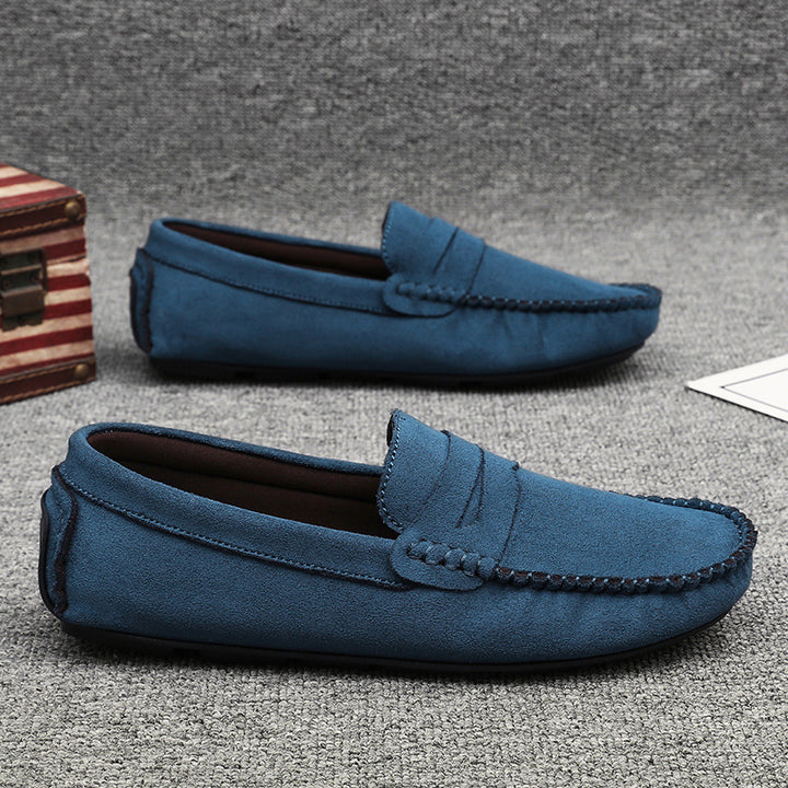Herren elegante Veloursleder-Mokassin Fahrerhalbschuhe mit handgenähter Vordernaht und flexibler Gummiprofilsohle Echo Archiv