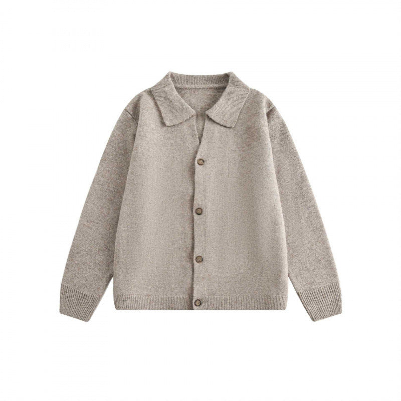 Unisex Boxy Strickcardigan mit Hemdkragen und durchgehender Knopfleiste Echo Archiv