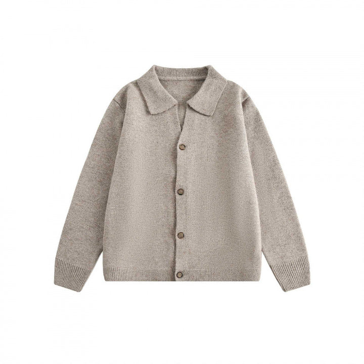 Unisex Boxy Strickcardigan mit Hemdkragen und durchgehender Knopfleiste Echo Archiv