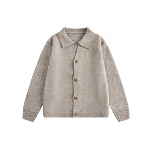 Unisex Boxy Strickcardigan mit Hemdkragen und durchgehender Knopfleiste Echo Archiv