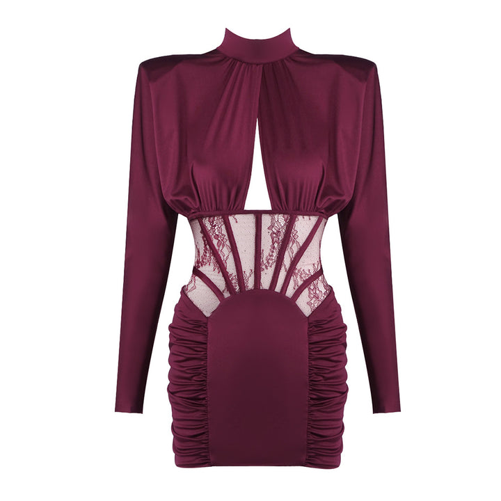 Damen Figurbetontes Cocktailkleid mit elegantem Spitzenbesatz und Raffungen Echo Archiv