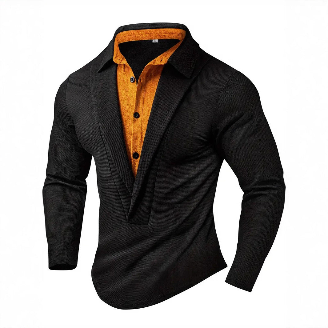 Herren Elegantes Langarmhemd mit modernem Kragen und texturiertem Design Echoarchiv