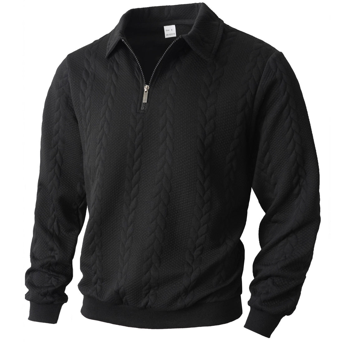 Herren Halbzip-Pullover mit Kentkragen, Zopfstrickstruktur und geripptem Saum – Norvane