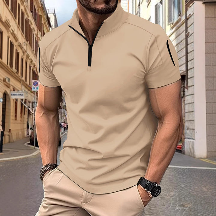 Herren Sportliches Kurzarm-Zip-Hemd Echoarchiv