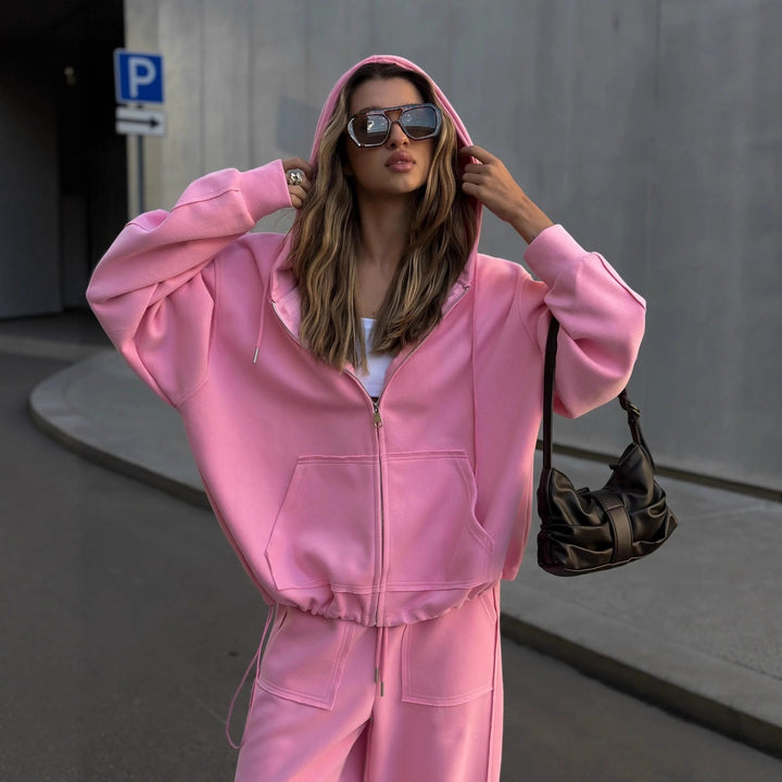 Damen nan oversized Kapuzenjacke mit Reißverschluss und Kängurutasche Echo Archiv