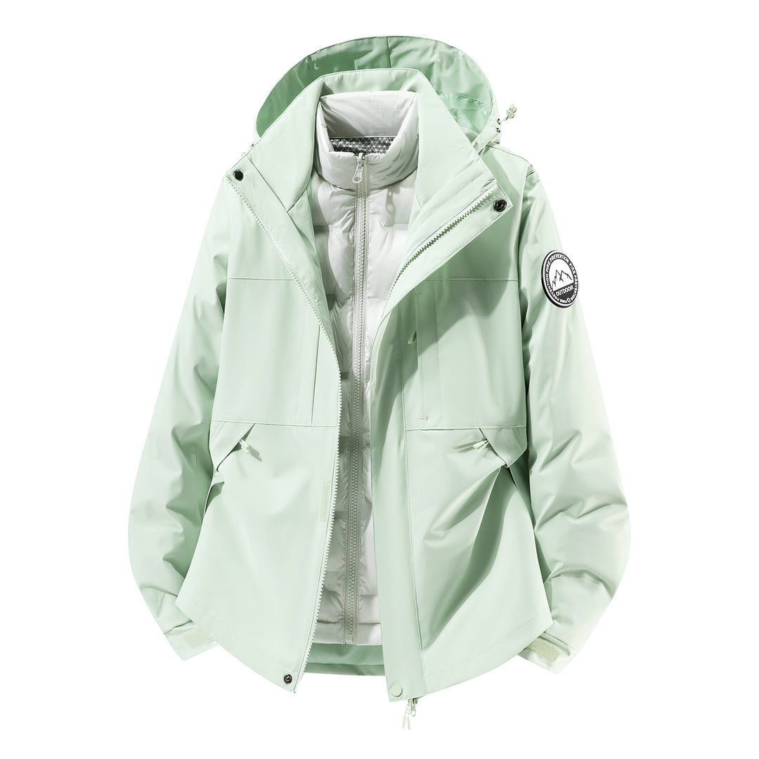 Herren zweilagiger Hardshell-Parka mit abnehmbarer Steppweste und technischer Kapuze Echoarchiv