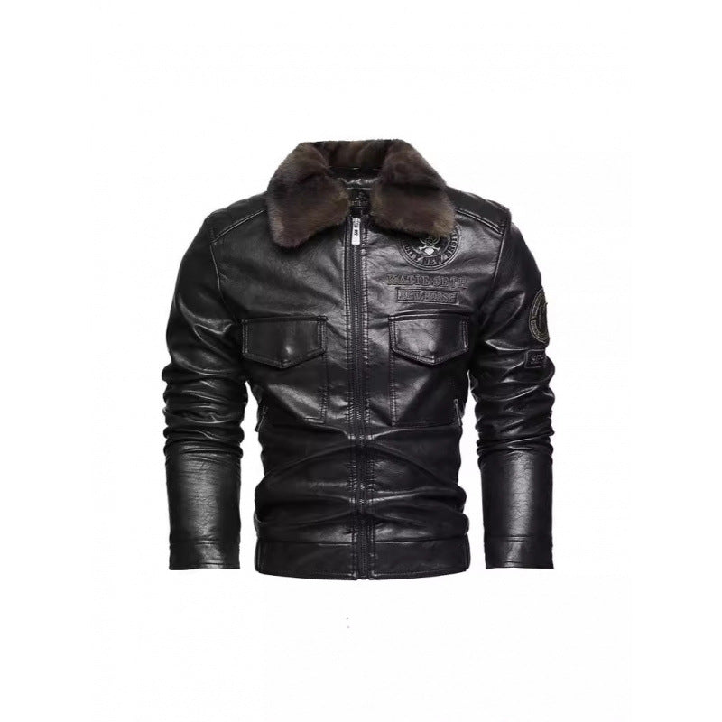 Herren Lederjacke mit Kunstfellkragen Echo Archiv