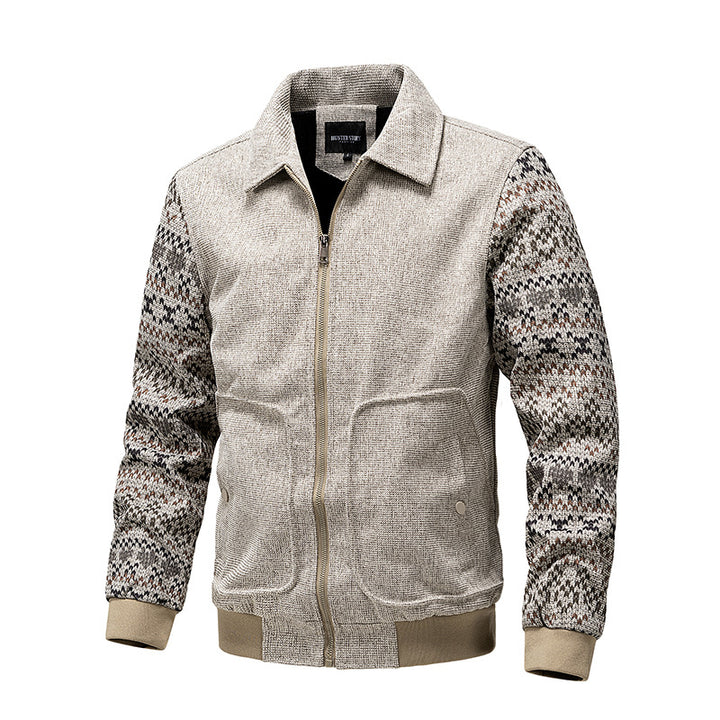 Herren Strick-Blousonjacke mit Reißverschluss, geripptem Saum & Norwegerärmeln Echoarchiv
