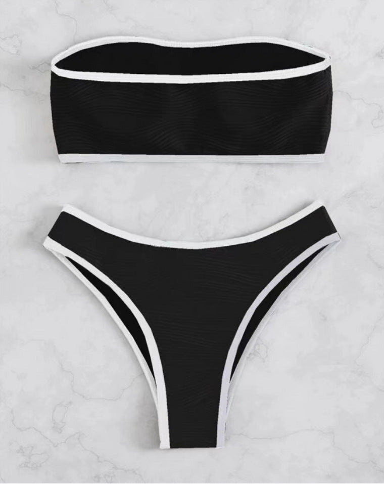 Damen Bandeau-Bikini-Set mit eleganten Wellen-Details und sportlichem Schnitt Echo Archiv