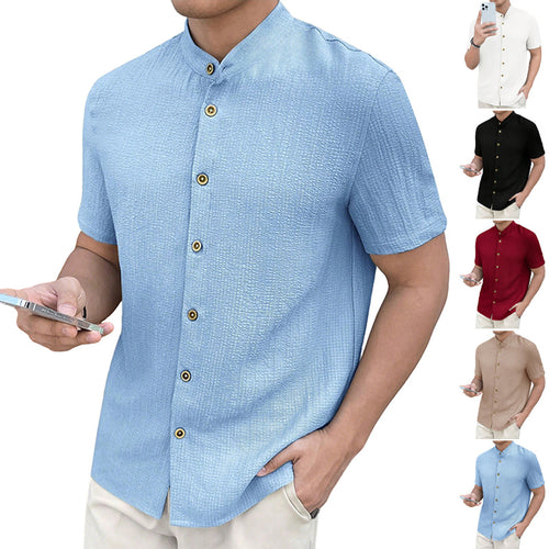 Herren nan leichtes Knitterstruktur-Überhemd mit umgeschlagenen Ärmeln entspannter Overshirt-Silhouette Echo Archiv