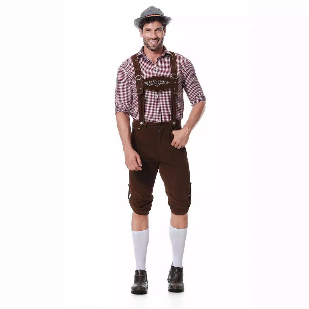 Herren nan authentische Trachtenlederhose kurz mit verstellbaren Trägern und aufwendiger Stickerei Echo Archiv