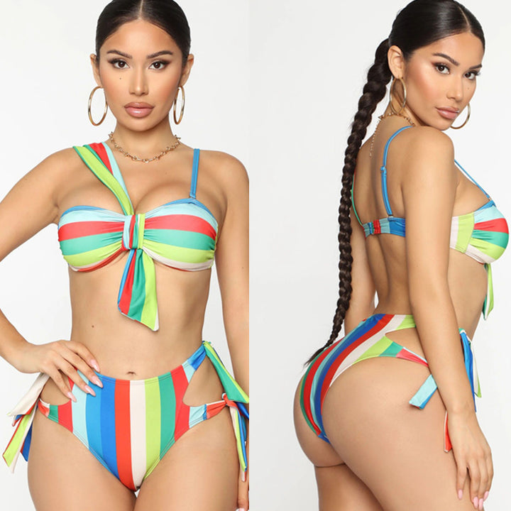 Damen Bikini-Set mit Hochgeschnittenem Design und Verspieltem Schleifenverschluss Echo Archiv