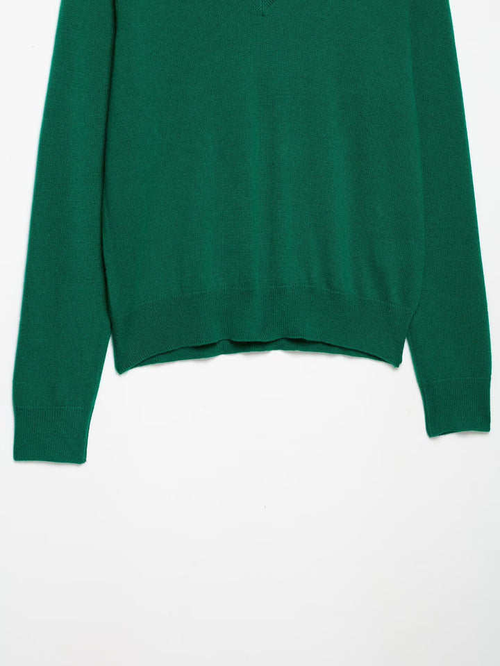 Damen Leichter V‑Ausschnitt Feinstrickpullover mit geripptem Saum Echoarchiv