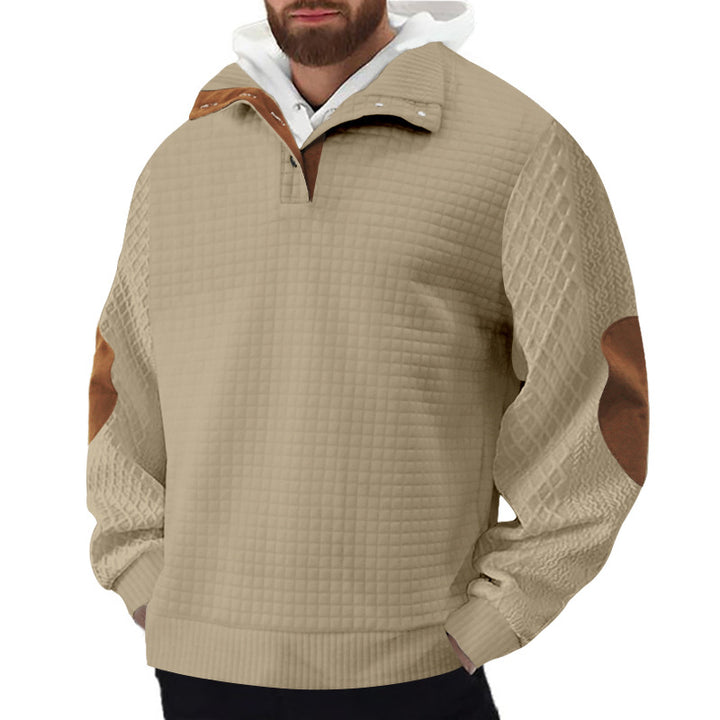 Herren Robuster Fleece-Pullover mit hohem Kragen und strukturiertem Design Echoarchiv