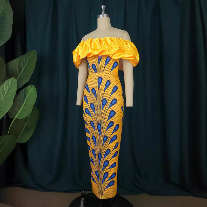 Damen Elegantes Abendkleid mit schulterfreiem Design und voluminösem Rüschensaum Echo Archiv