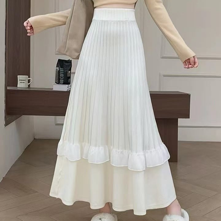 Damen Eleganter Maxi-Rock mit Volant und strukturiertem Design Echo Archiv