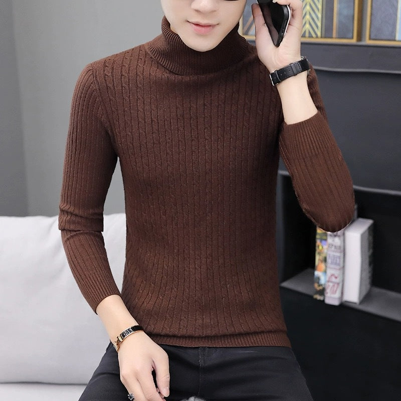 Herren Taillierter Thermo-Rollkragenpullover mit Zopf- und Rippstrickstruktur Echo Archiv