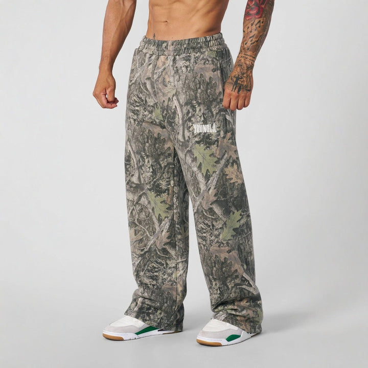 Herren weite Camouflage-Jogginghose mit elastischem Komfortbund und Oberschenkel-Logo – Sorevano