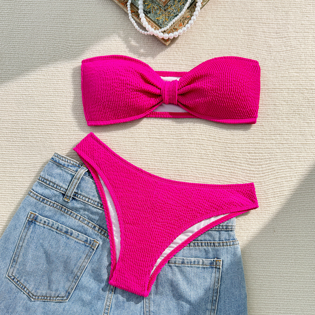 Damen Bandeau-Bikini mit strukturiertem Oberteil und hohem Beinausschnitt Echo Archiv