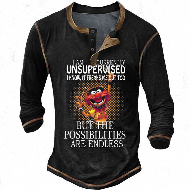 Herren lässiges Langarmshirt mit kreativen Druckmotiven Echoarchiv
