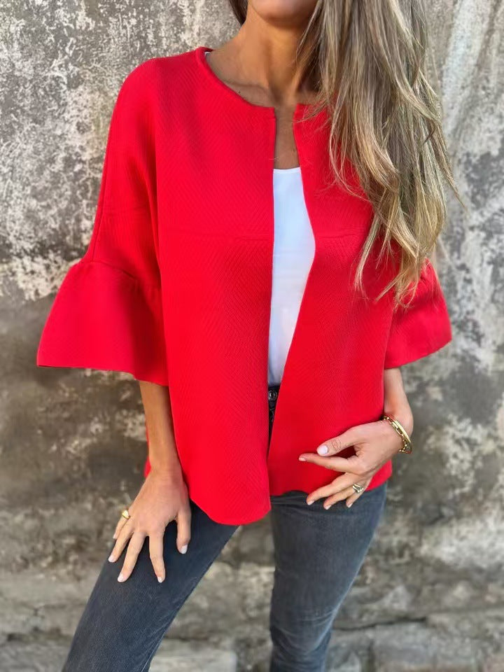 Damen Kurzjacke aus Strukturstrick mit 3/4 Ballonärmeln Echo Archiv