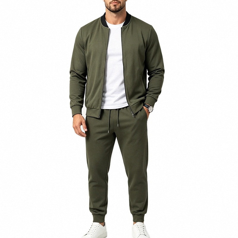 Herren Zweiteiliges Casual-Trainingsset mit Bomberjacke und tapered Jogginghose Echoarchiv