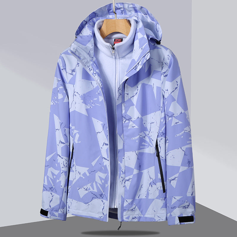 Damen zweilagige Softshelljacke mit abnehmbarer Fleece-Innenjacke und Kapuze Echo Archiv