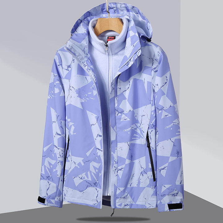 Damen zweilagige Softshelljacke mit abnehmbarer Fleece-Innenjacke und Kapuze Echo Archiv