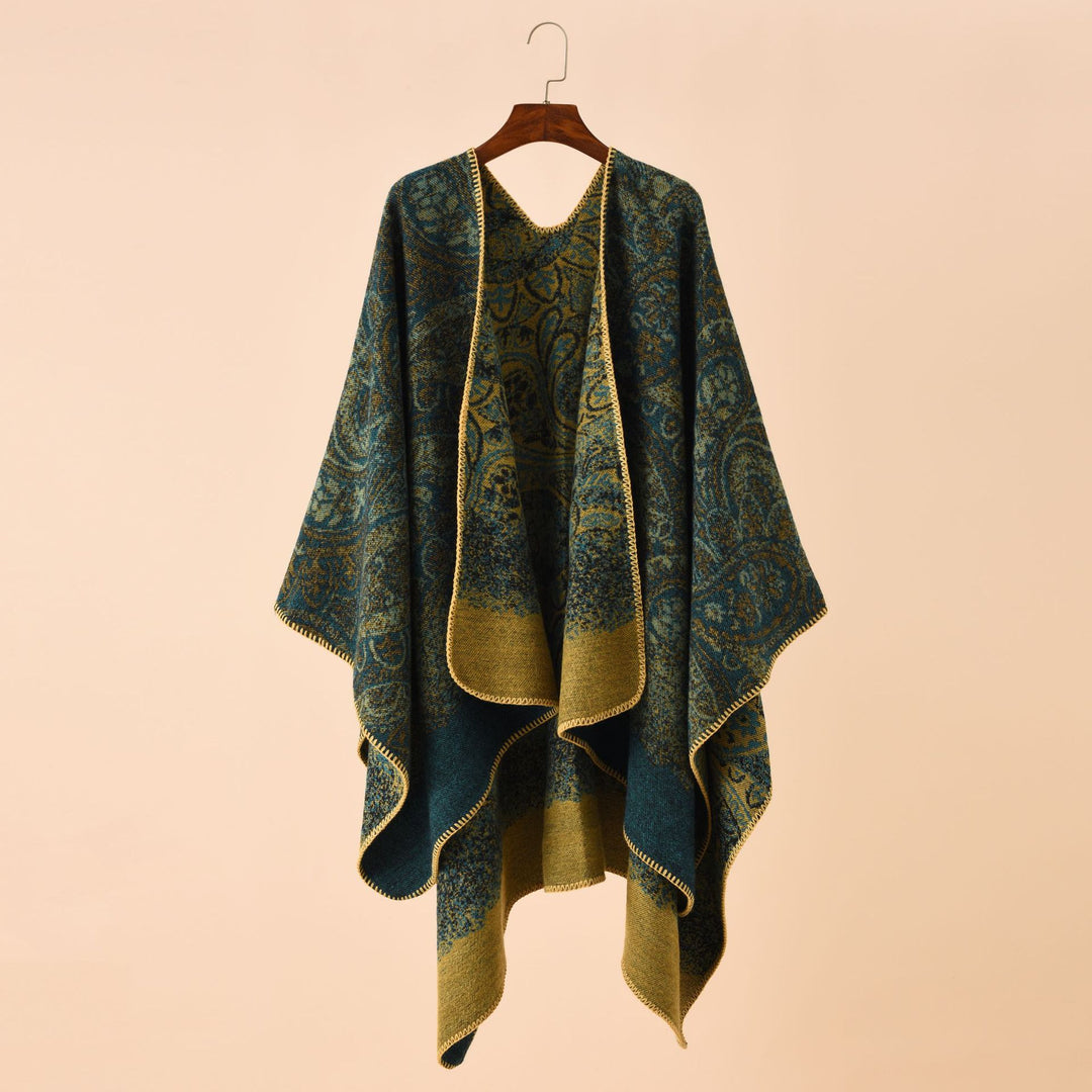 Damen Jacquard Poncho mit Paisley‑Muster – Avérine