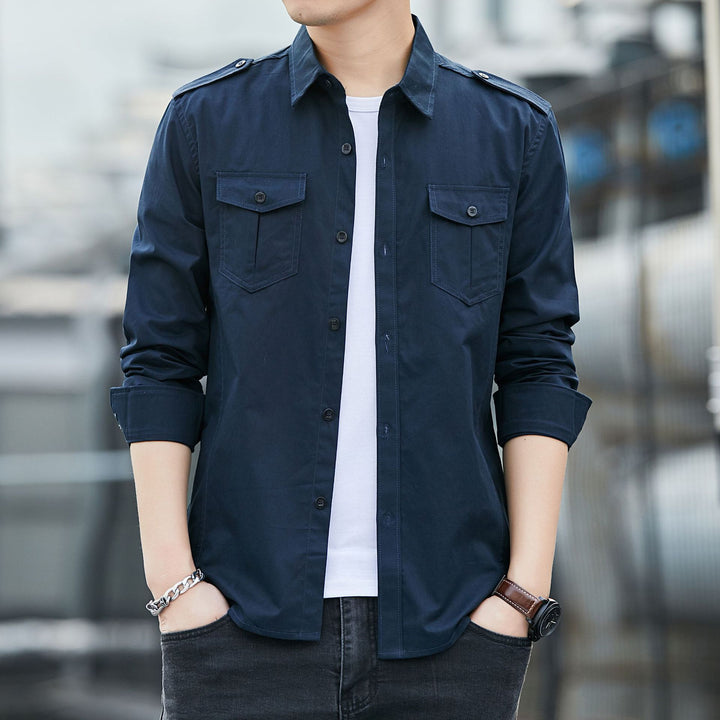 Herren Lässige Hemdjacke im Military‑Look mit Epauletten und Brustpattentaschen – Taviero