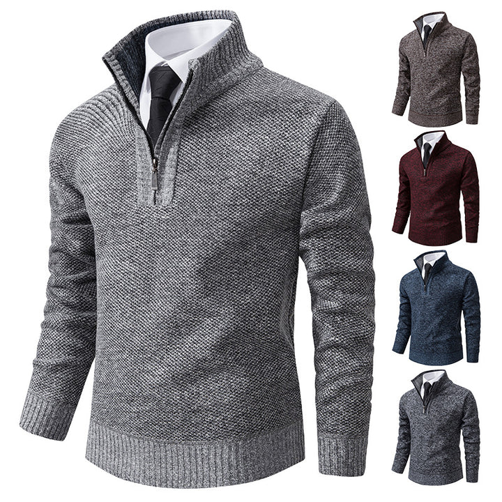 Herren Pullover mit modernem Reißverschluss und strukturierter Oberfläche Echoarchiv