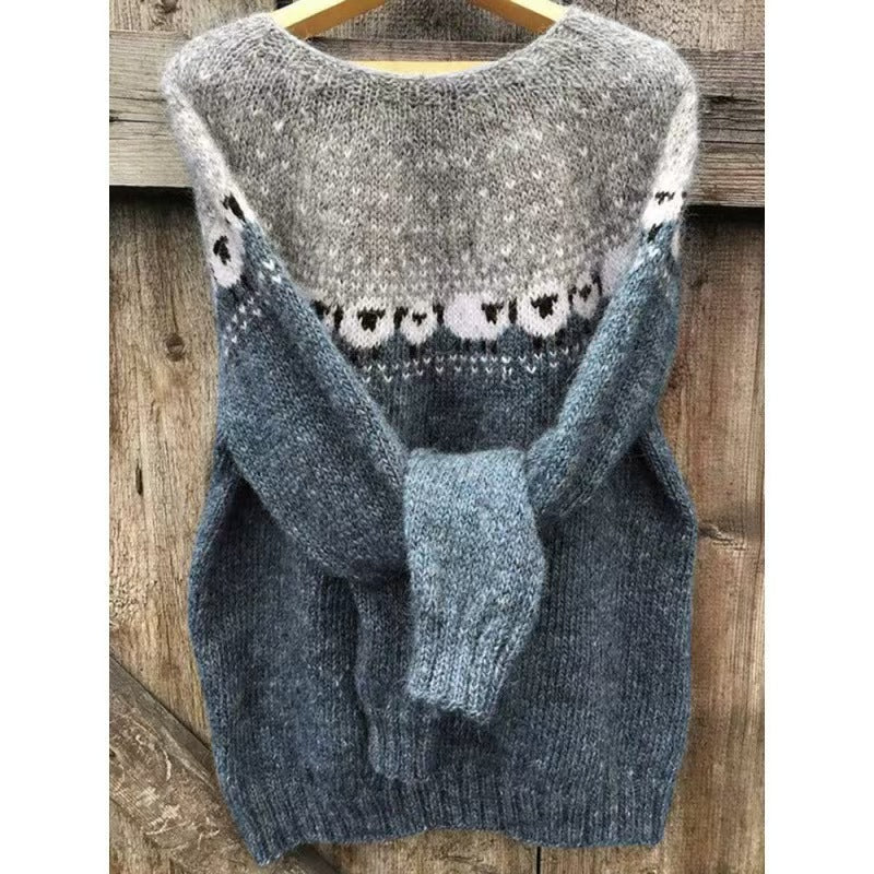 Damen nan Norwegerpullover aus Wollmix mit Rundhalsausschnitt und traditionellem Fair-Isle-Yoke Echo Archiv