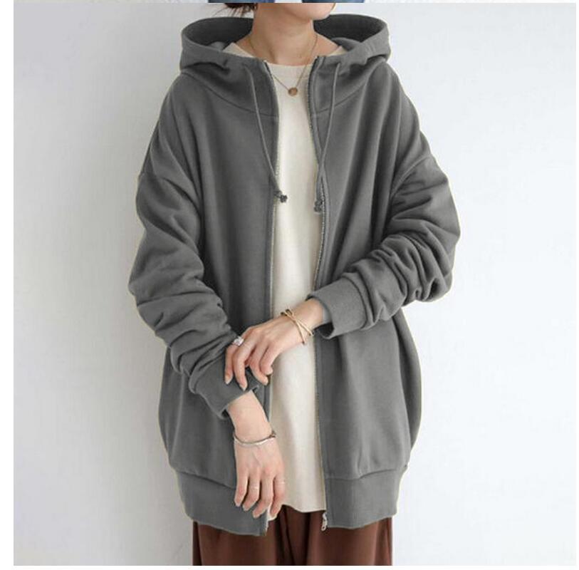 Damen nan oversized Kapuzenlongpullover mit Reißverschluss und Eingrifftaschen Echo Archiv