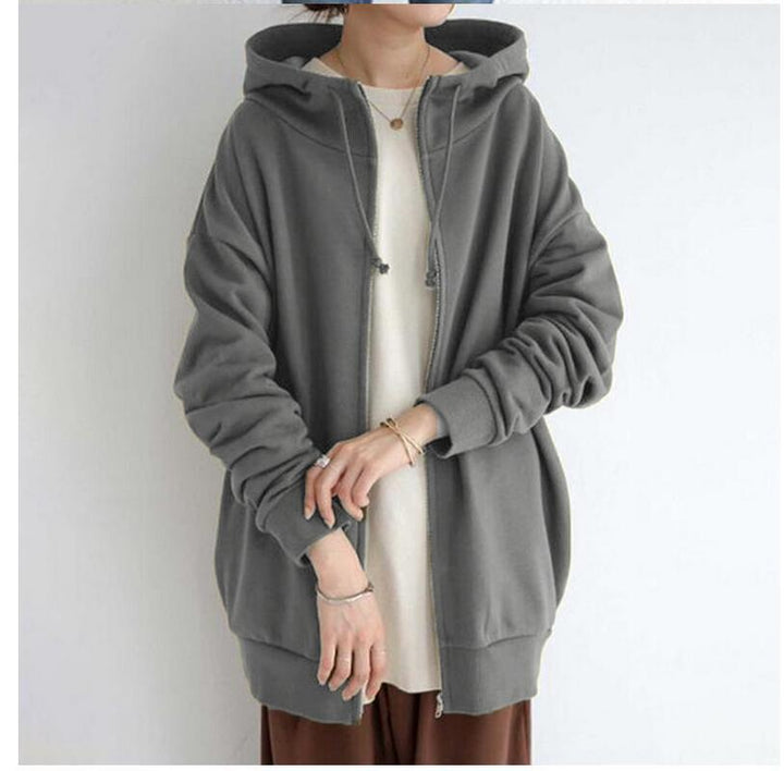 Damen nan oversized Kapuzenlongpullover mit Reißverschluss und Eingrifftaschen Echo Archiv
