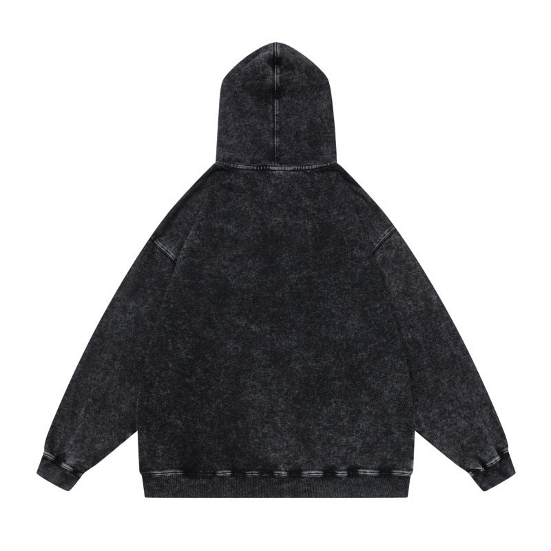 Unisex Oversize-Kapuzenpullover im Acid-Wash mit Kängurutasche und Raglanärmeln Echoarchiv