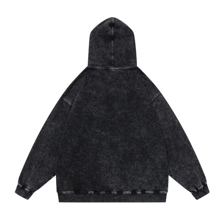 Unisex Oversize-Kapuzenpullover im Acid-Wash mit Kängurutasche und Raglanärmeln Echoarchiv