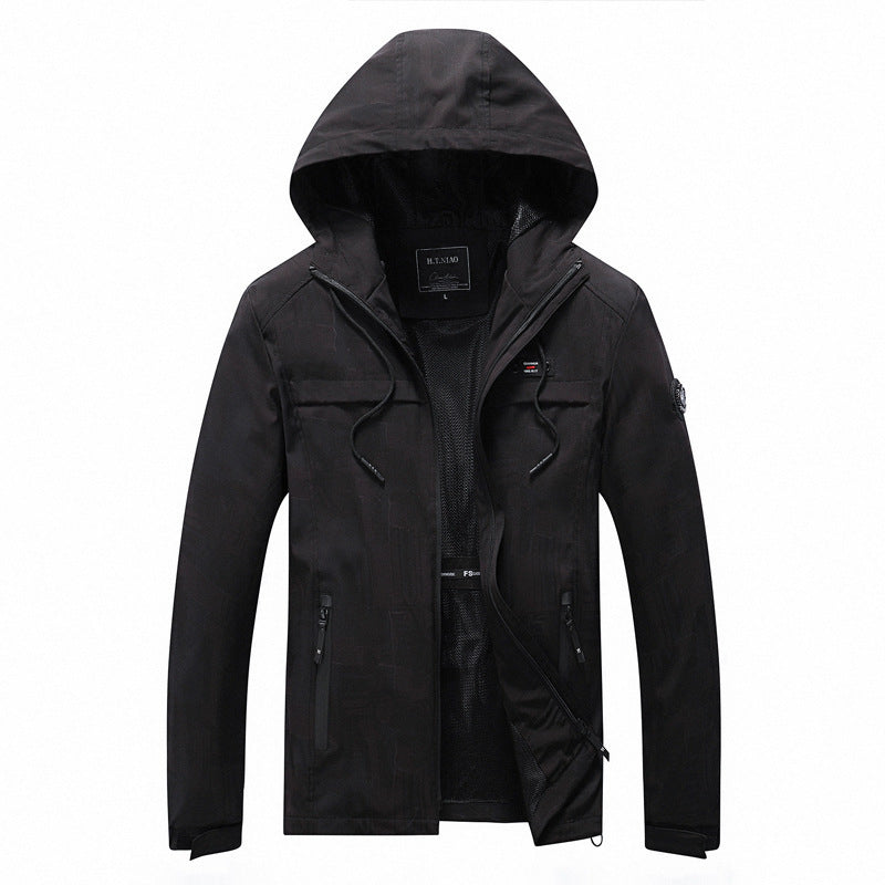Herren Softshell-Jacke mit Kapuze, winddichtem Außenmaterial und atmungsaktivem Meshfutter Echoarchiv