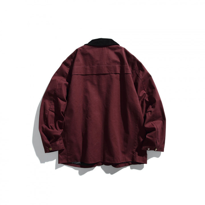 Herren Canvas-Chorejacke mit Cordkragen und Druckknopffront Echo Archiv