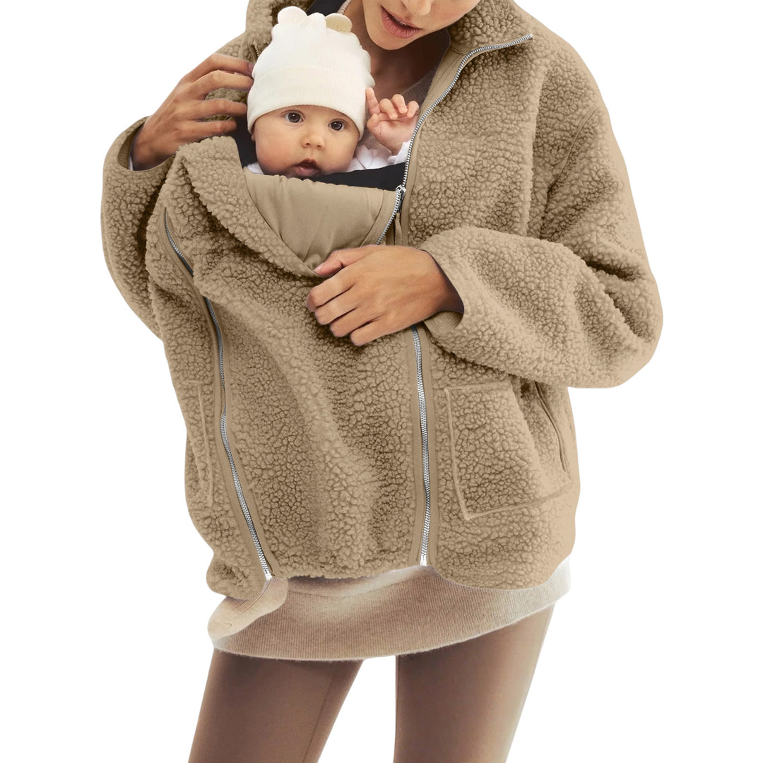 Damen nan oversized Teddyfleece Jacke mit Stehkragen und durchgehendem Reißverschluss Echo Archiv