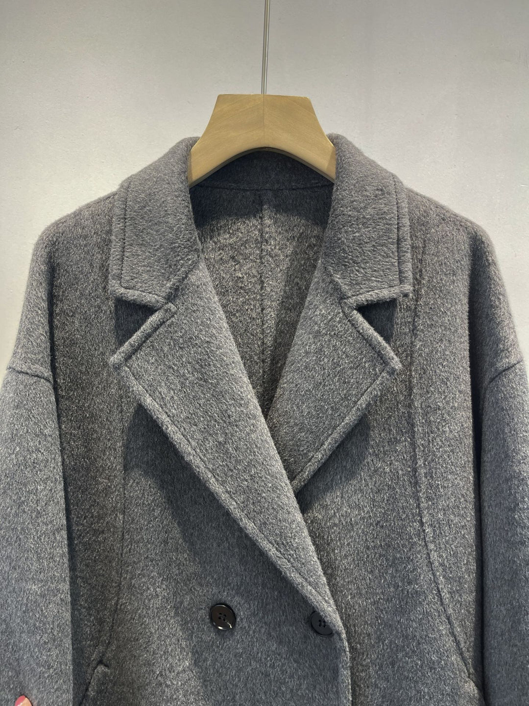 Damen maßgeschneiderter Fleece Doppelreiher Mantel Echoarchiv