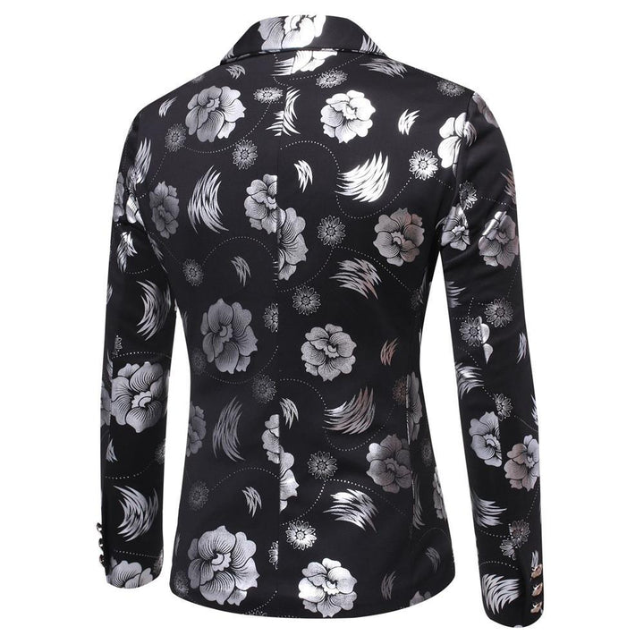 Herren Tailliertes Satin-Sakko mit Blumen-Jacquard und Schalkragen Echo Archiv