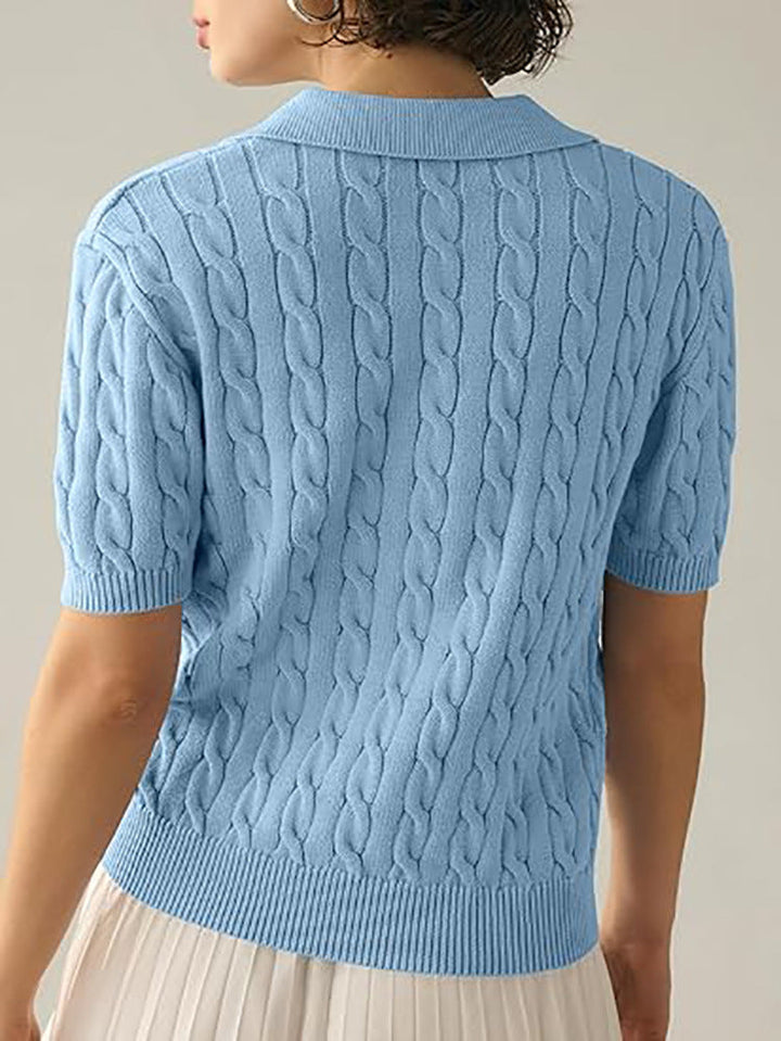 Echoarchiv | Polo-Kragen Twist Strickpullover