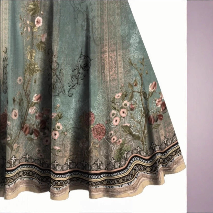 Damen A-Linien Kleid mit floralem Design und Zierknöpfen Echo Archiv